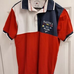 Nautica Red and Navy Polo Shirt